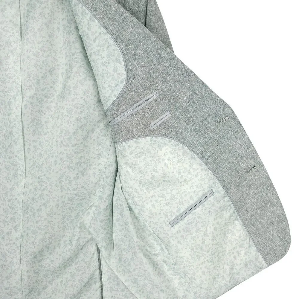 Bar III Mens Slim Fit Suit Jacket Blazer 44R Green Solid Linen Cotton Blend NWT